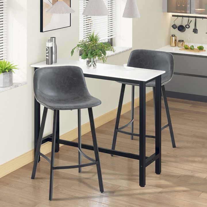 Gray Kitchen Perches: Set of 2 27.25" Industrial Bar Stools