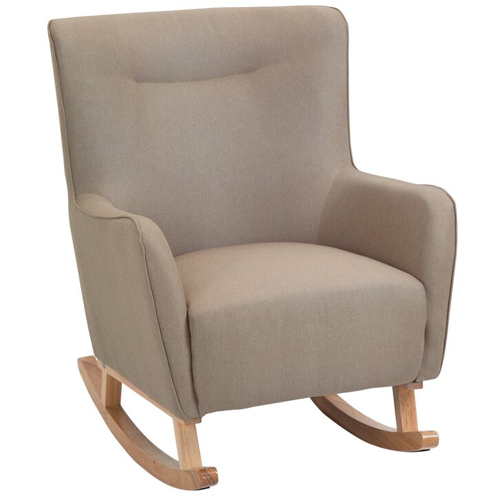 Greige Living Room Rocker: Modern Winged Back Armchair