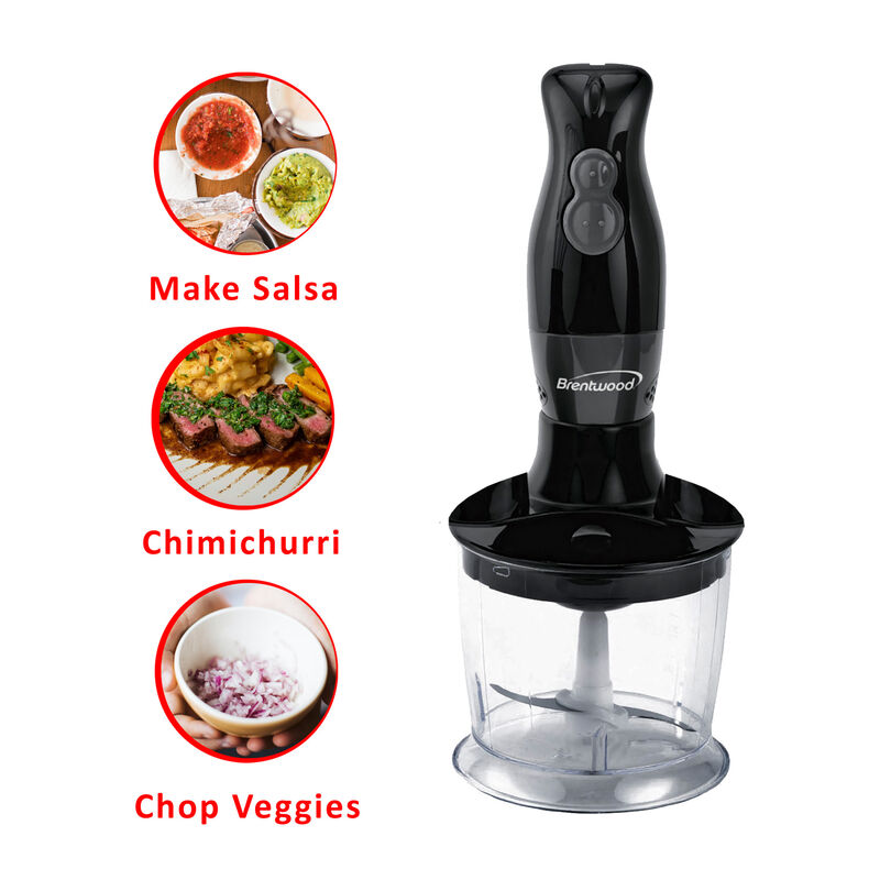 Brentwood HB-38BK 2 Speed Hand Blender with Balloon Whisk in Black