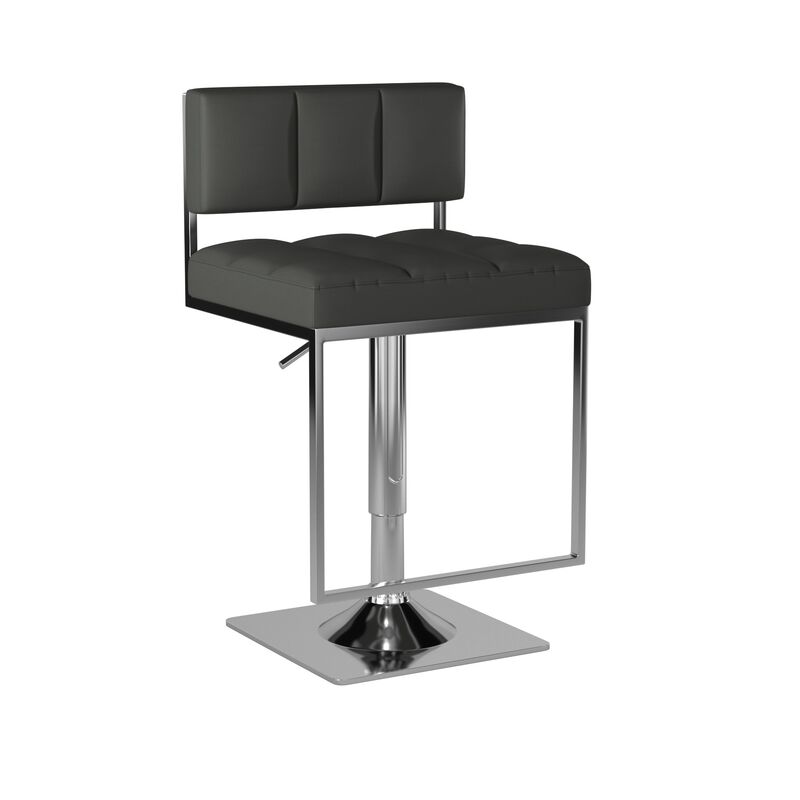 Classic Adjustable Metal Bar Stool, Gray & Silver-Benzara