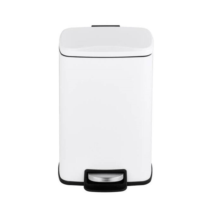 1.3 Gallon Stylish Rectangular Shape Matt White Trash Can