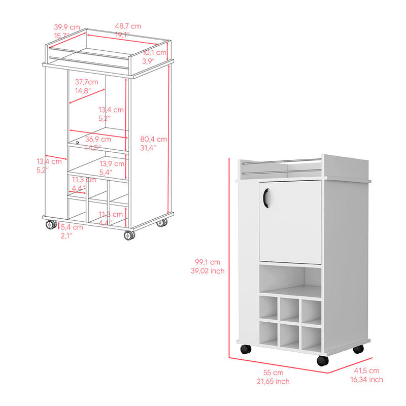 Bar Cart Reese, Living Room, White