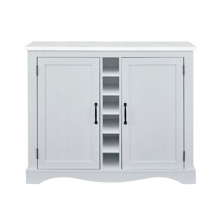 FESTIVO Sleek 47" Buffet Bar Cabinet with Marble-Like Top