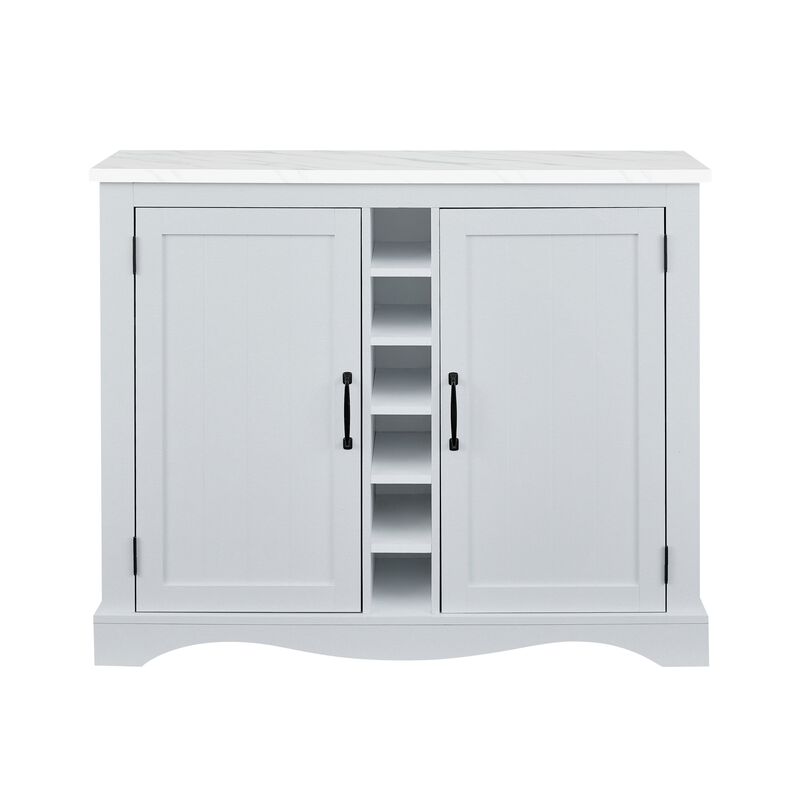 FESTIVO Sleek 47" Buffet Bar Cabinet with Marble-Like Top