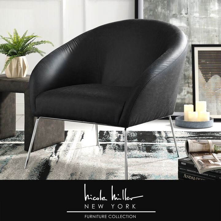 Nicole Miller Rogelio Leather PU/Velvet Accent Chair