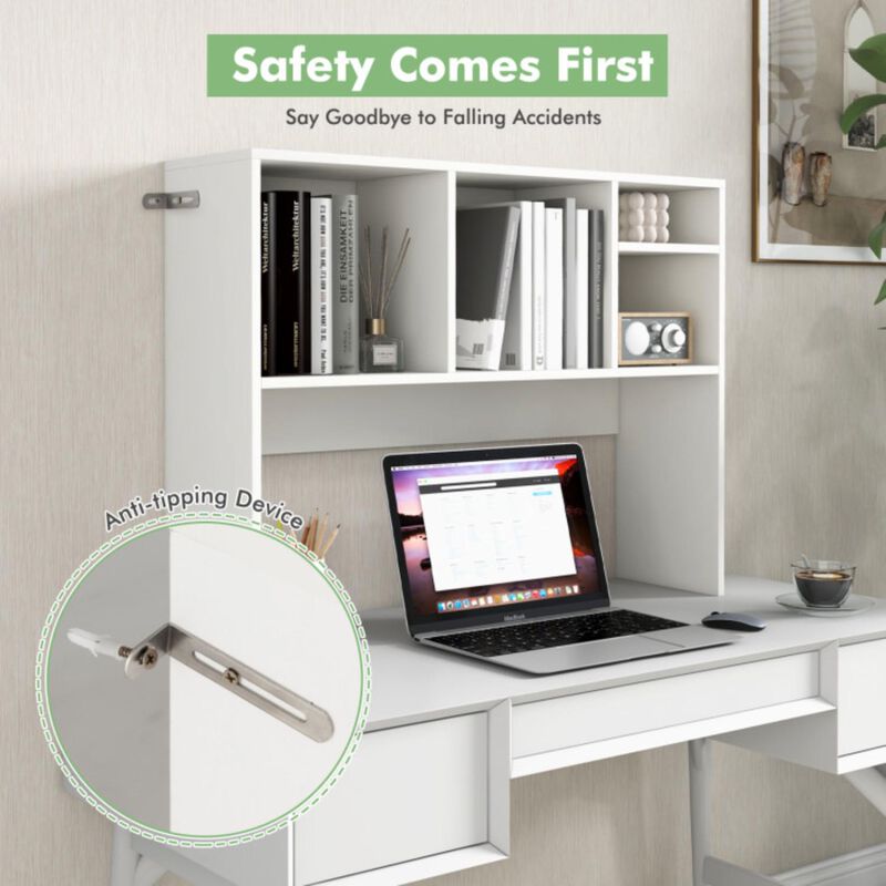 Hivvago Computer Desktop Bookcase with 4 Cubbies and Open Back Compartment