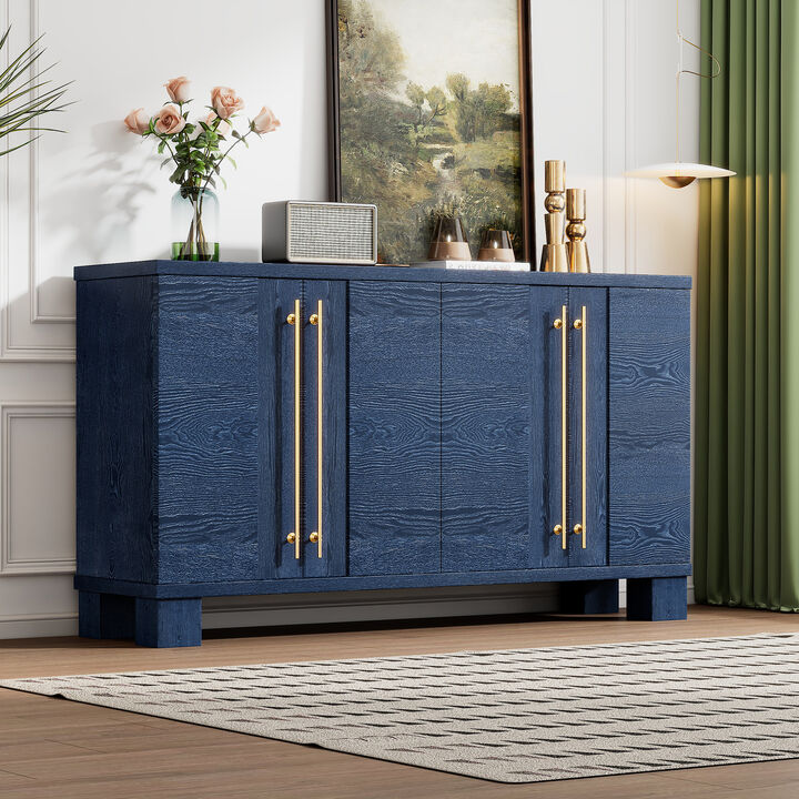 Clihome Sideboard Buffet Cabinet with Storage, Wood Sideboard with Adjustable Shelves and Gold Handles for Kitchen, Dining Room and Living Room (Antique Navy)