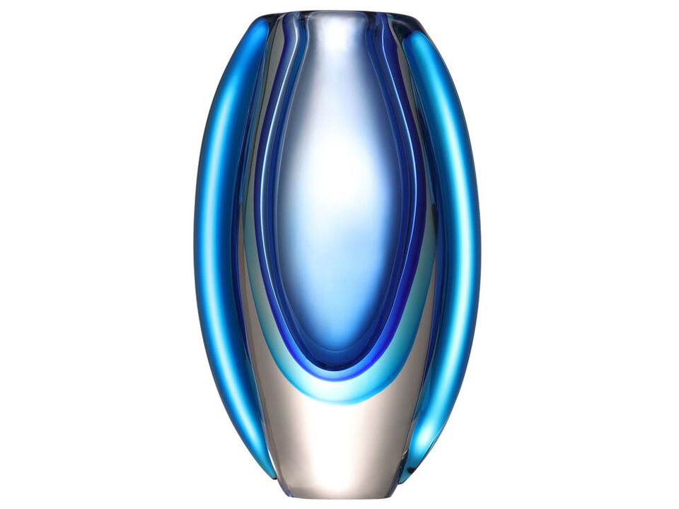 Hand Blown Sommerso Oval Art Glass Vase
