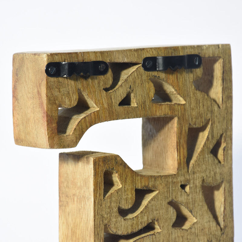 Vintage Natural Gold Handmade Eco-Friendly "F" Alphabet Letter Block For Wall Mount & Table Top Décor