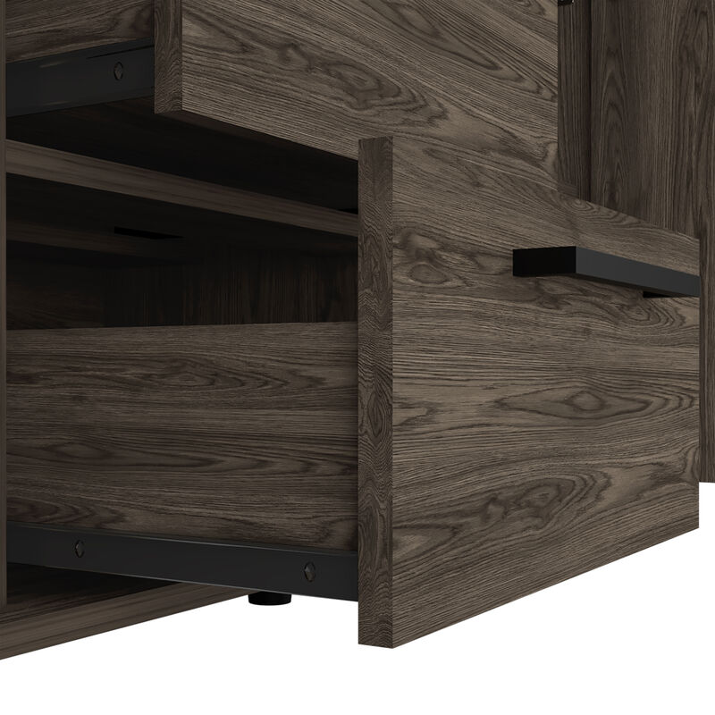 DEPOT E-SHOP Hart Sideboard Double Door Cabinet, One Open Shelf, Dark Walnut