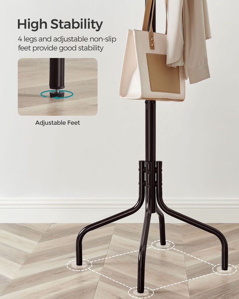 Freestanding Coat Rack with 12 Hooks and 4 Legs