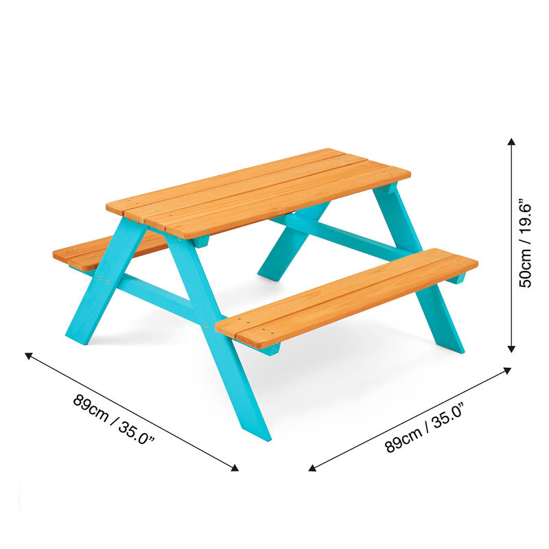 Teamson Kids - Outdoor Picnic Table & Chair Set - Wood / Aqua