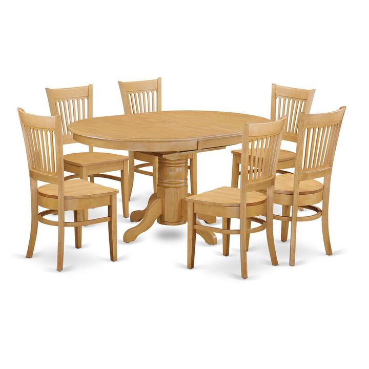 East West Furniture 7  PC  Dining  room  set  for  6-Table  with  Leaf  and  6  Dining  Chairs.