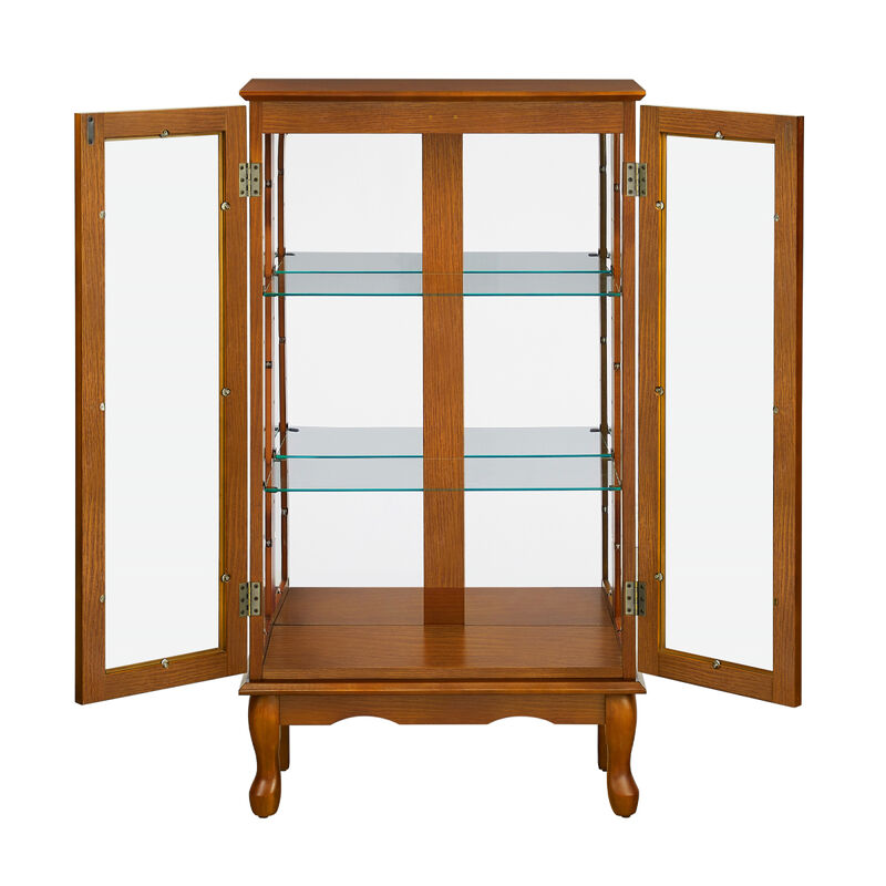 Curio Cabinet Lighted Curio Diapaly Cabinet With Adjustable Shelves And Mirrored Back Panel