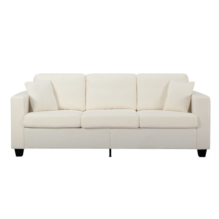 86.6 in. W Square Arm Teddy Velvet Modern Straight Sofa