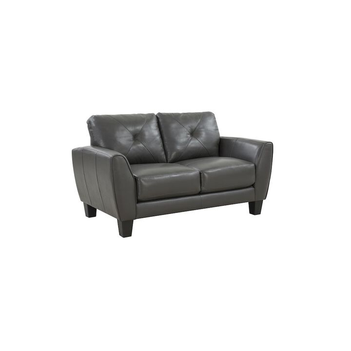 Porter Designs Trento Top Grain Leather Loveseat, Gray