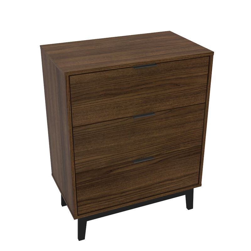 Polifurniture Victoria Modern 3 Drawer Dresser, Walnut