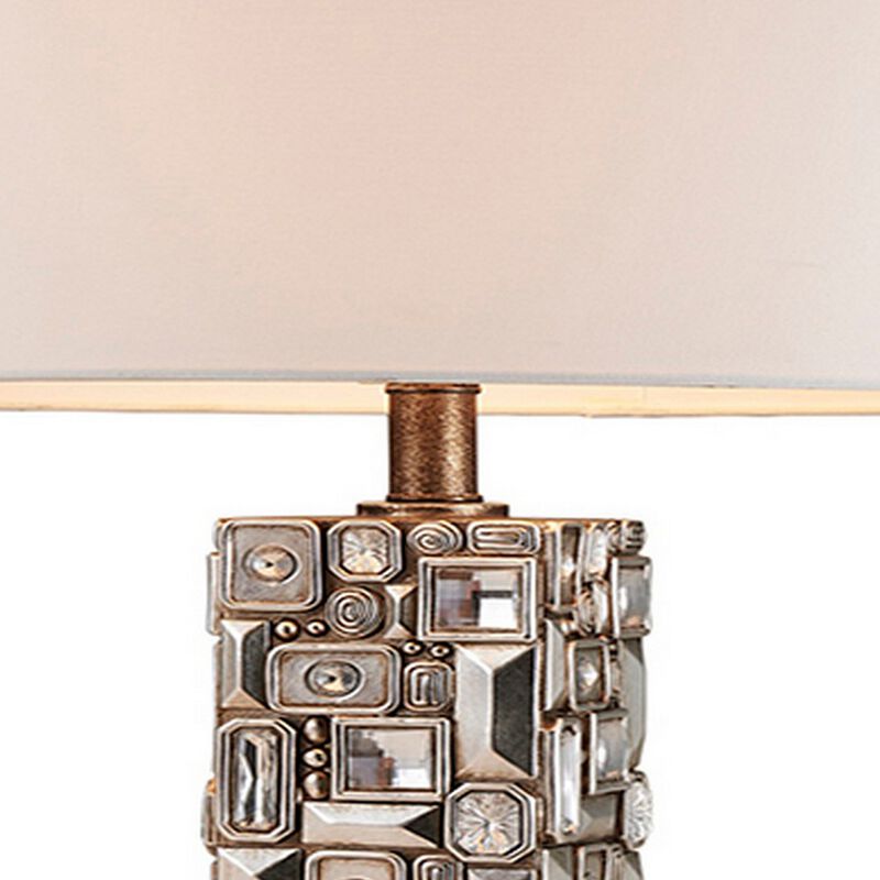 Table Lamp with Abstract Mirror Block Base, Bronze-Benzara