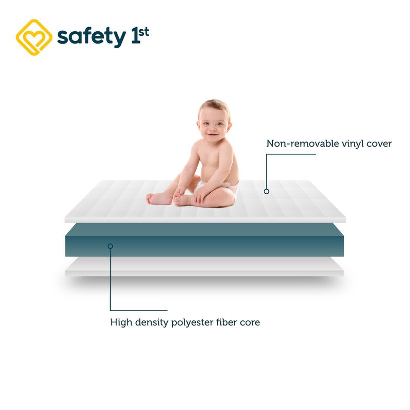 Pleasant Dreams Crib and Toddler Bed Mattress with Waterproof and Stain Resistant Cover, White