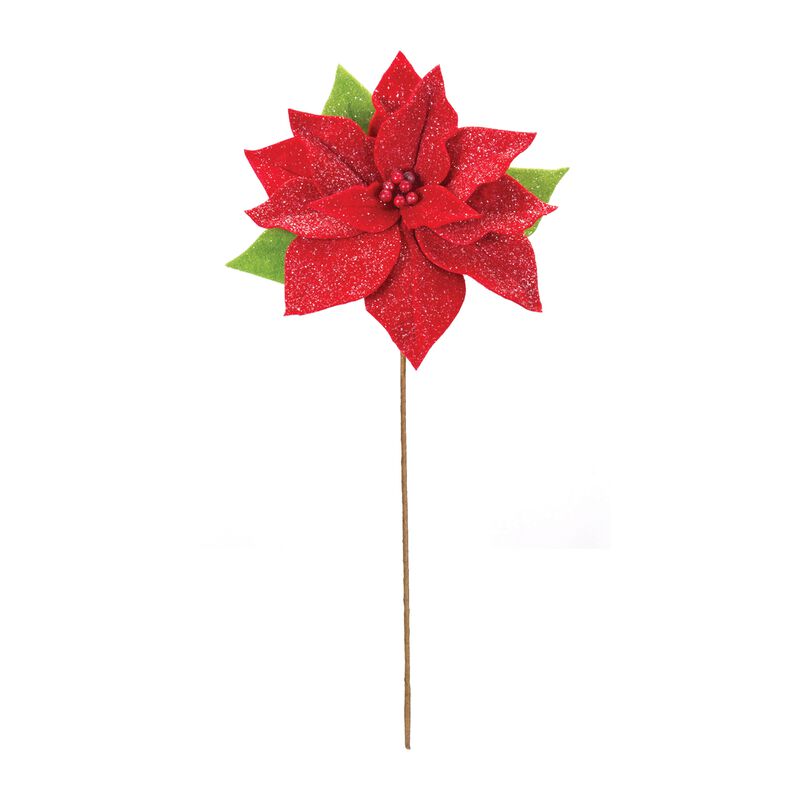 Poinsettia Artificial Flower Stem for Holiday and Christmas Décor (Set of 2)