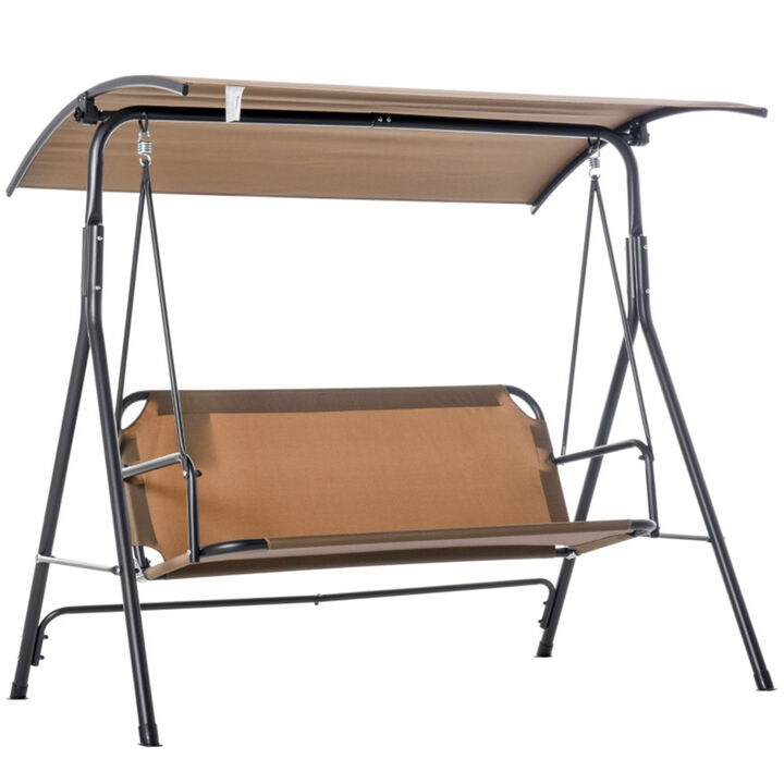 3-Person Outdoor Swing, Freestanding Porch Swing with Cushioned Seat