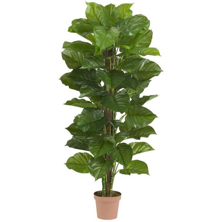 Hivvago 63" Large Leaf Philodendron Silk Plant (Real Touch)