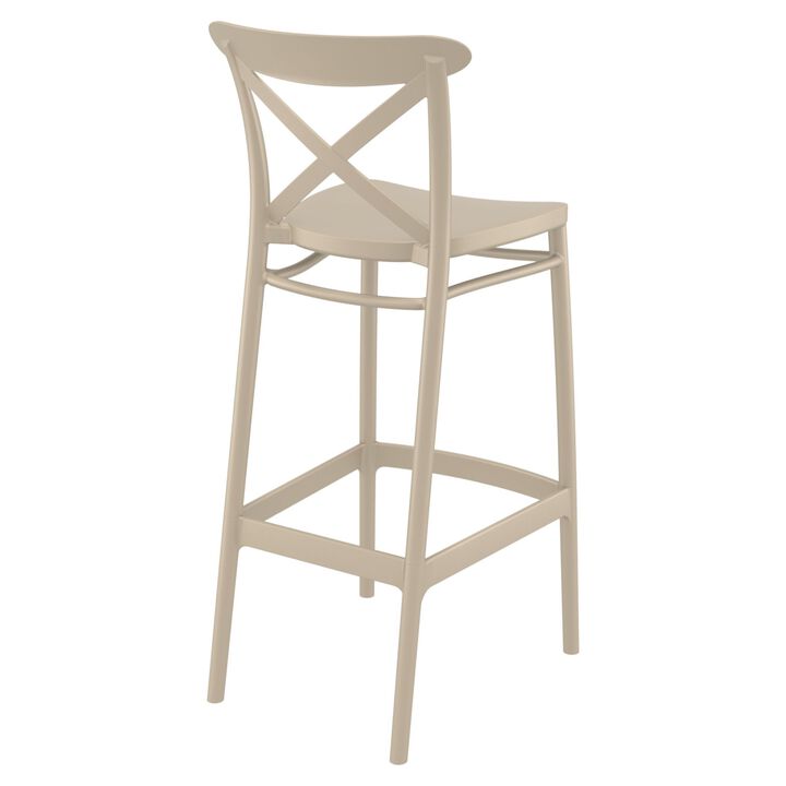 41.75" Olive Green Solid X Accented Outdoor Patio Bar Stool