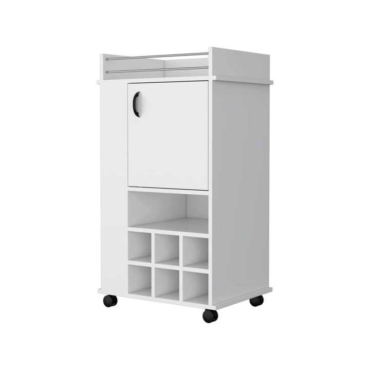 Allandale 1-Door Bar Cart With Wine Rack And Casters