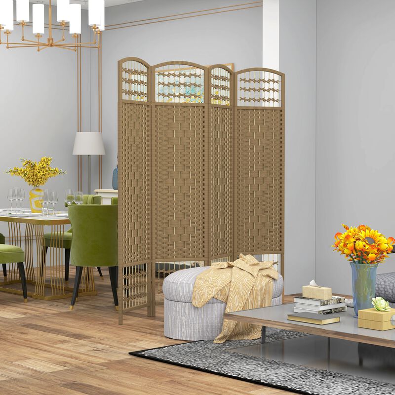 Natural Privacy Screen: 4-Panel Folding Wave Room Divider