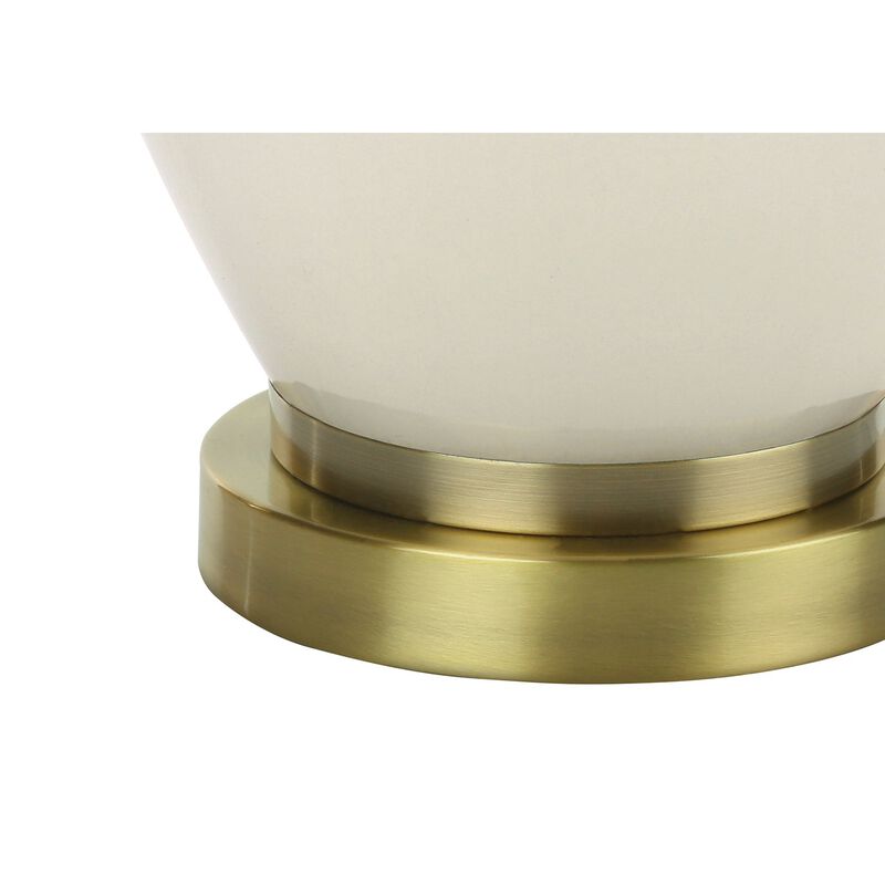 Monarch Specialties I 9625 - Lighting, 26"H, Table Lamp, Ivory / Cream Shade, Cream Ceramic, Transitional