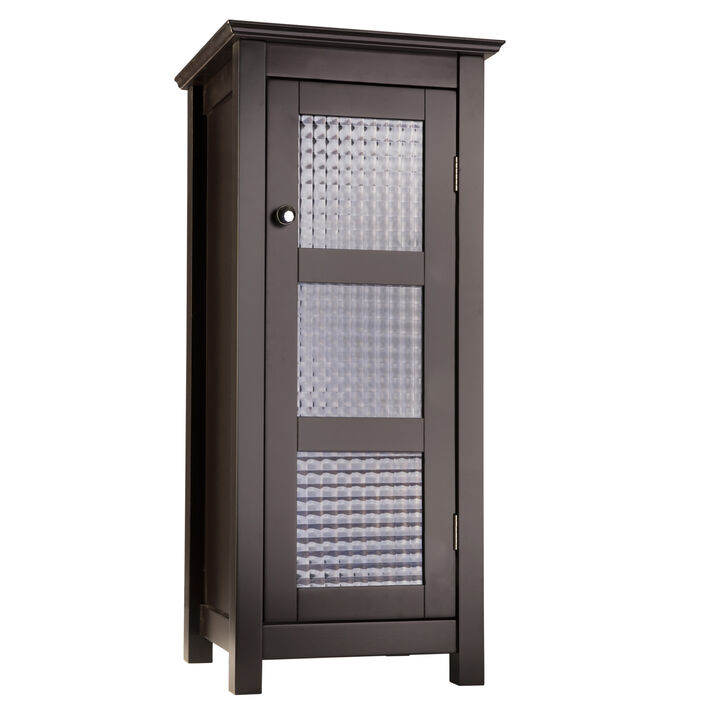 Teamson Home Chesterfield Wooden Floor Cabinet with Waffle Glass Door, Espresso
