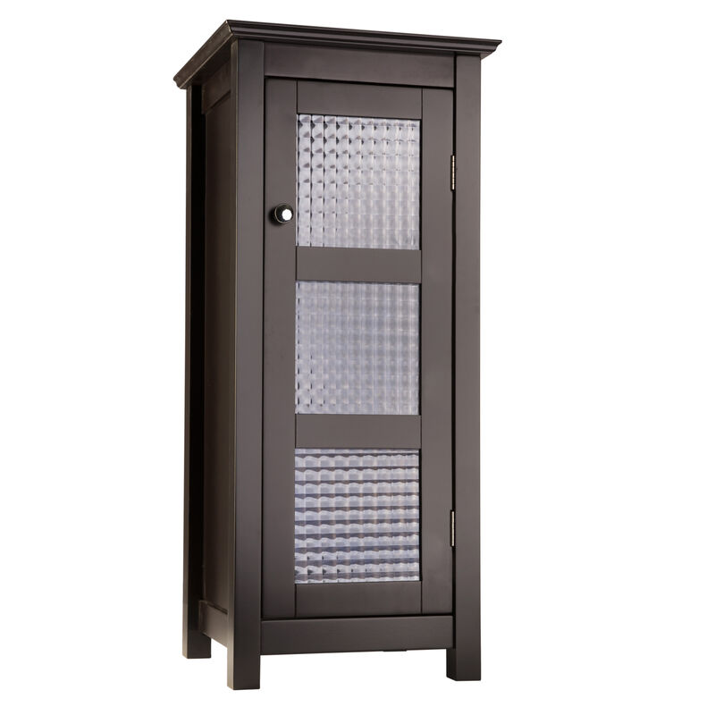 Teamson Home Chesterfield Wooden Floor Cabinet with Waffle Glass Door, Espresso