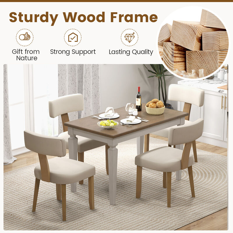 Dining Chairs Set of 2 with Curved Backrest Padded Seat