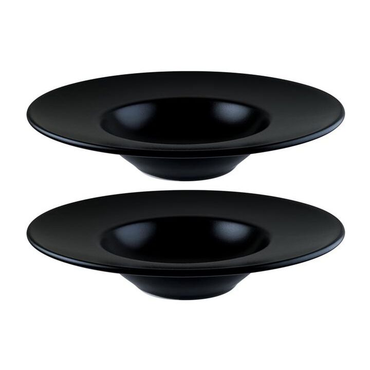 Notte dia.11" h:2.5" 14 oz. Round Black Porcelain Bowl (Set of 2)