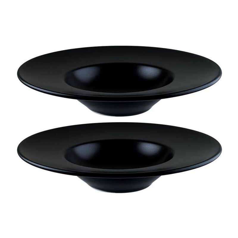 Notte dia.11" h:2.5" 14 oz. Round Black Porcelain Bowl (Set of 2)