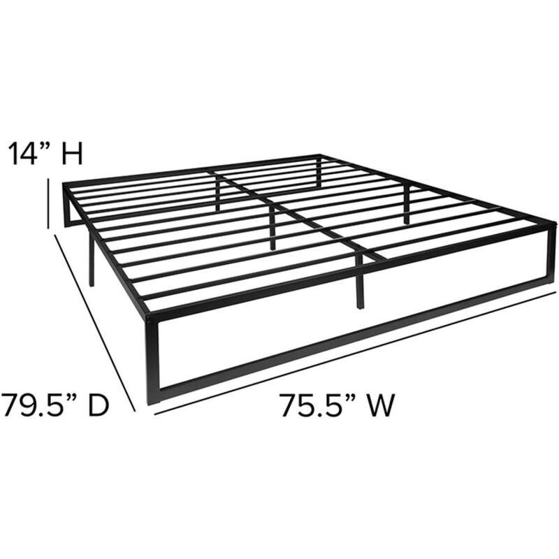Hivvago King Size 14 Inch Black Metal Steel Slat Platform Bed