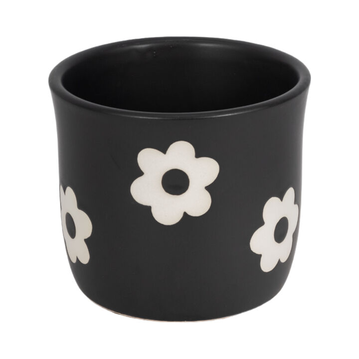 6" Flower Power Planter, Black/white