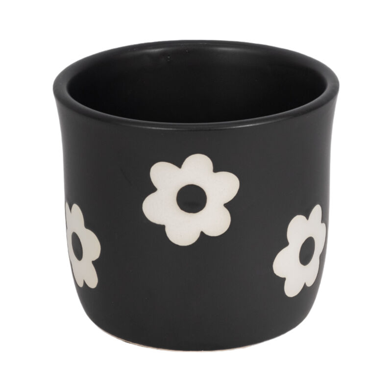 6" Flower Power Planter, Black/white