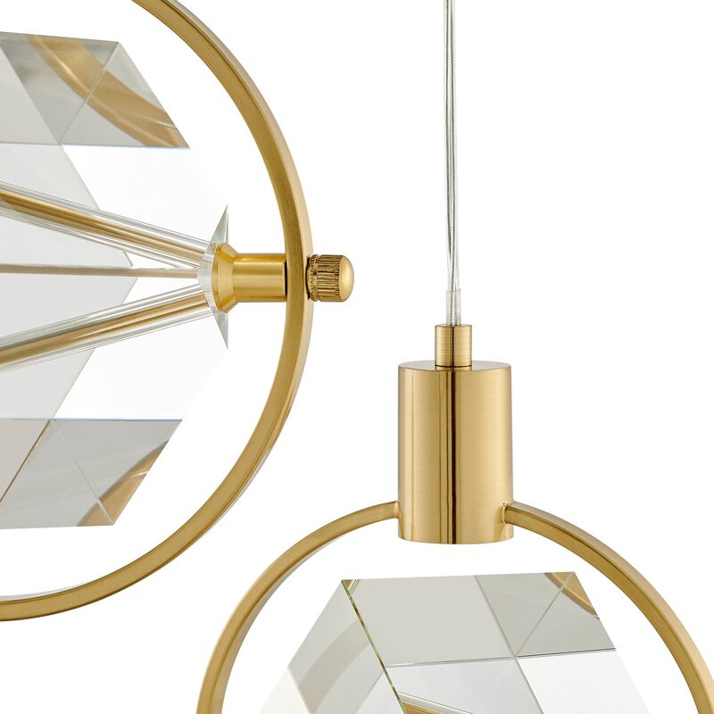 Hollywood Pendant Gold Metal and Acrylic 3 LED Lights Dimmable