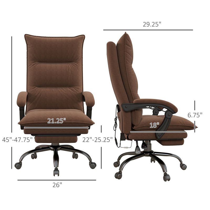 Cozy Brown Massage Recliner: 6 Vibration Points, Footrest, Padding