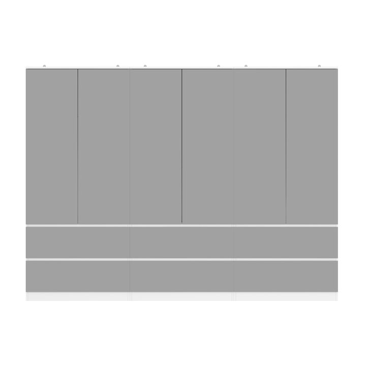 FUFU&GAGA Modern White Armoire with Full-Length Glass Mirrors – Elegant Wardrobe with Ample Storage and Robust Construction, (94.5" L x 19.7" W x 70.9" H),Silver