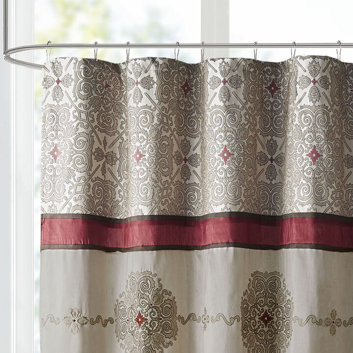 Gracie Mills Kurtis Medallion Jacquard Embroidered Shower Curtain