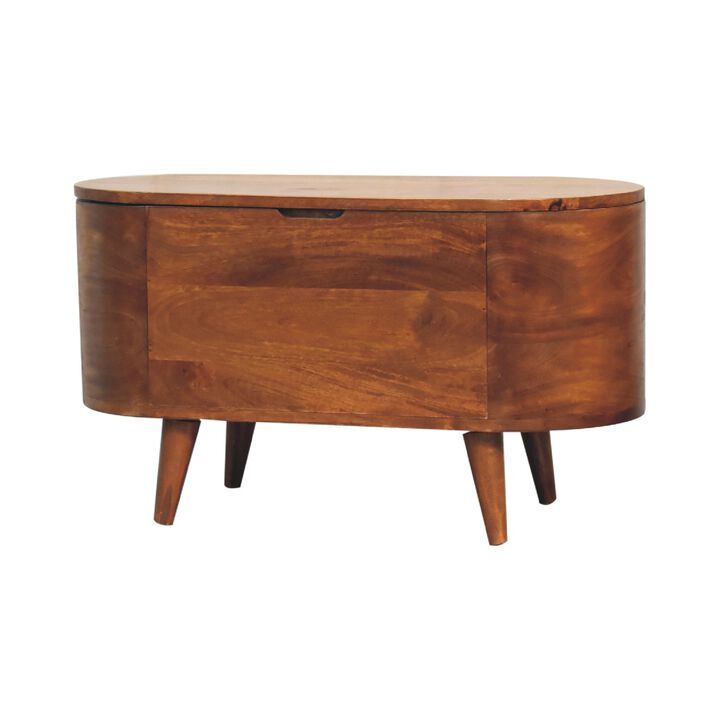 Solid Wood Chestnut Rounded Lid up Blanket Box