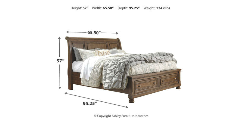 Flynnter Queen Sleigh Bed with 2 Storage Drawers