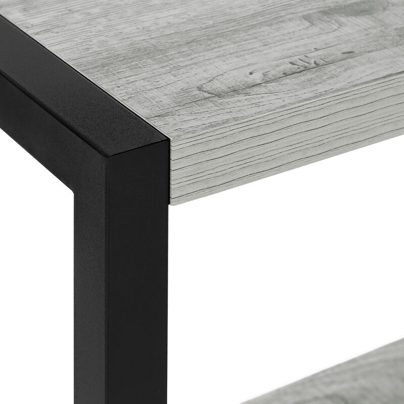 Monarch Specialties I 2082 Accent Table, Side, End, Narrow, Small, 2 Tier, Living Room, Bedroom, Metal, Laminate, Grey, Black, Contemporary, Modern