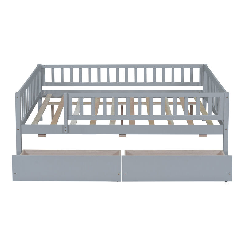 Full Size Daybed Wood Bed With Two Drawers