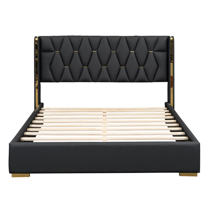 Merax Light Luxurious PU Platform Bed