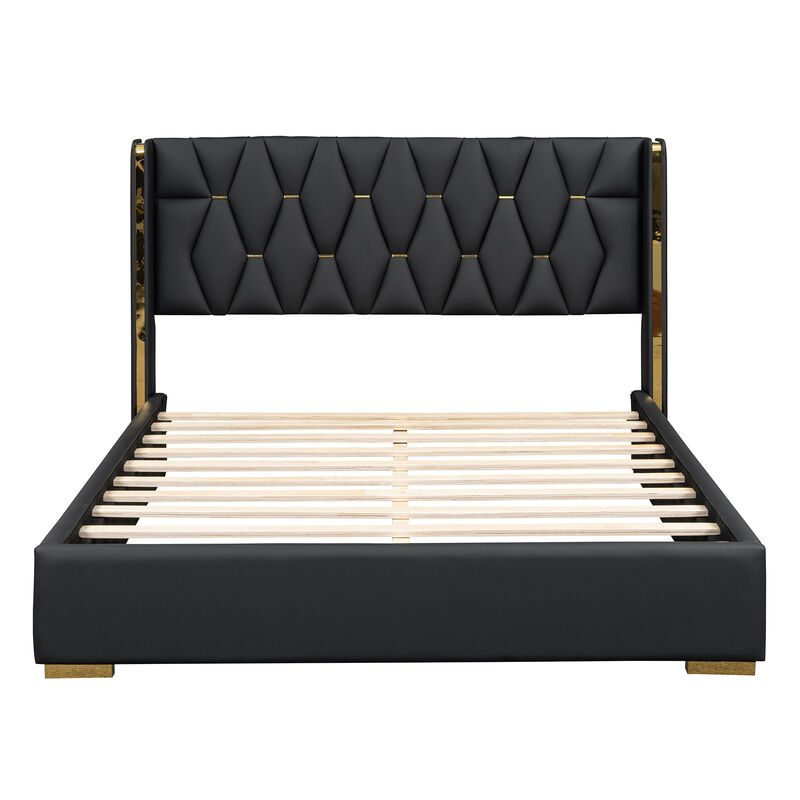 Merax Light Luxurious PU Platform Bed