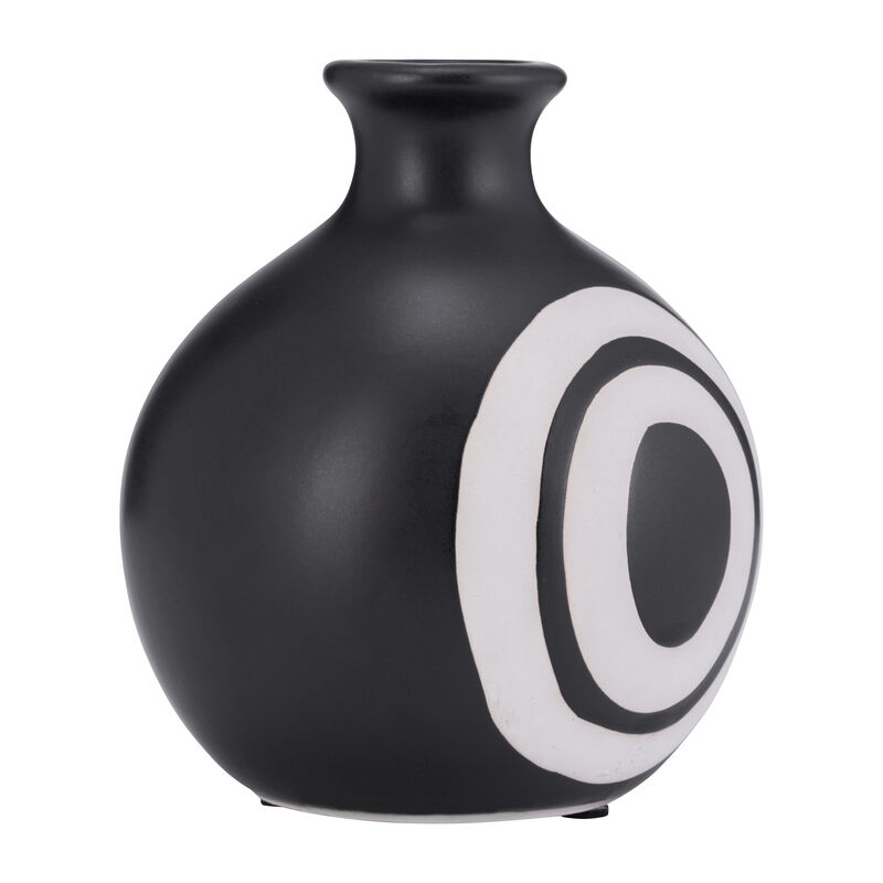 7" Abstract Vase, Black