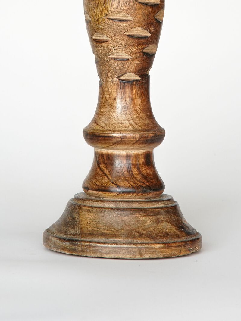 BBH Homes Traditional Medium Burnt Eco-friendly Handmade Mango Wood Set Of Four 6",9",12" & 15" Pillar Candle Holder